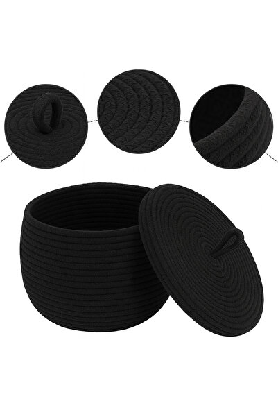 MaVaux Кухонний, ванний та домашній кошик з мотузкового плетіння 17x21 см – кошик для зберігання з кришкою Honeypot