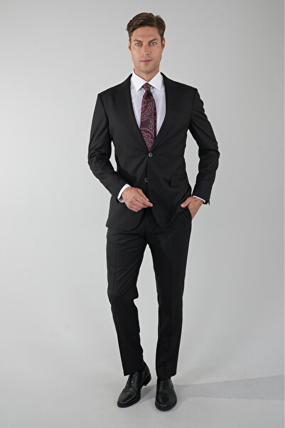 Bisse Ptk 24207 Mono Collar-Dual Slit-6 Dr Kls Suit Black