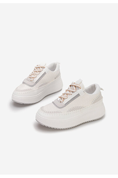 B T Shoes Bílé dámské tenisky na platformě Tenerife