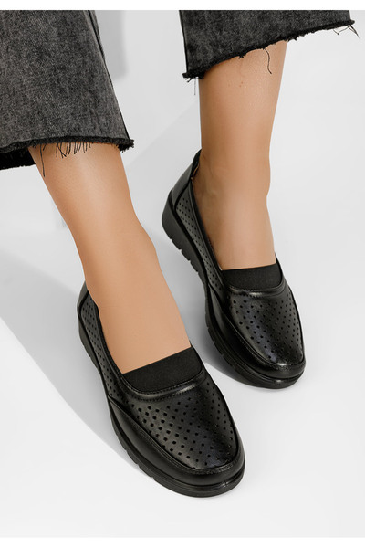 B T Shoes Čierne mokasíny dámske Bevena