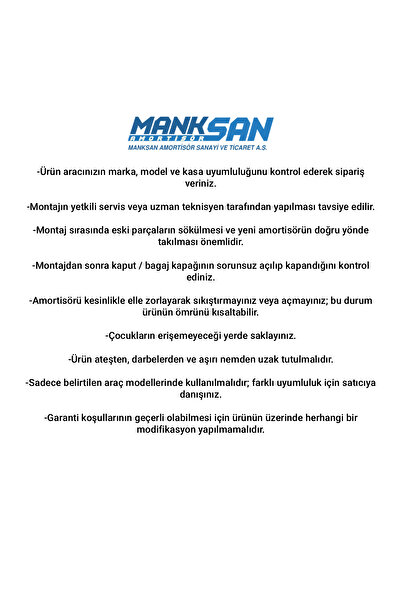 MANKSAN FIAT PALIO 96> Bagaj Amortisörü Takım (Sağ-Sol) 46530124