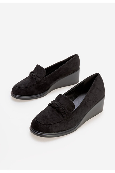 B T Shoes čierne dámske mokasíny na platforme Cala V2