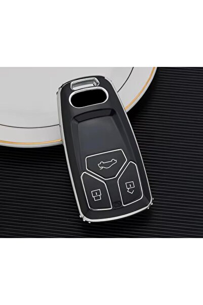 ŞENYILDIZ AKSESUAR أودي A6 A5 Q7 S4 S5 S7 A4 B9 A41 4m 8W Q5 Tt Tts Rs 8s غطاء حماية للمفتاح أسود/فضي