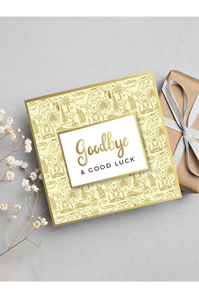 Share the Love بطاقة معايدة ذهبية مع عبارة "وداعًا وحظًا سعيدًا"