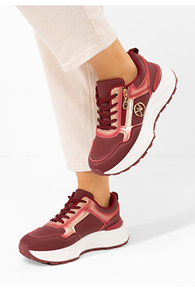 B T Shoes Červené dámské tenisky na platformě Viktoria