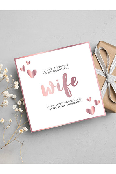 Share the Love بطاقة تهنئة عيد ميلاد سعيد لزوجتي الجميلة باللون الذهبي الوردي