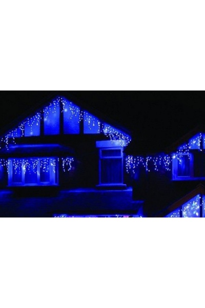 SDX Market Instalație de Crăciun 3,5 m x 0,7 m, Cortină cu franjuri albastre, 120 LED-uri, SDX, 6003B, franjuri albastre