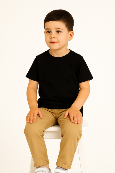 ModaPlaza Children's Solid Color Short Sleeve Badi 802