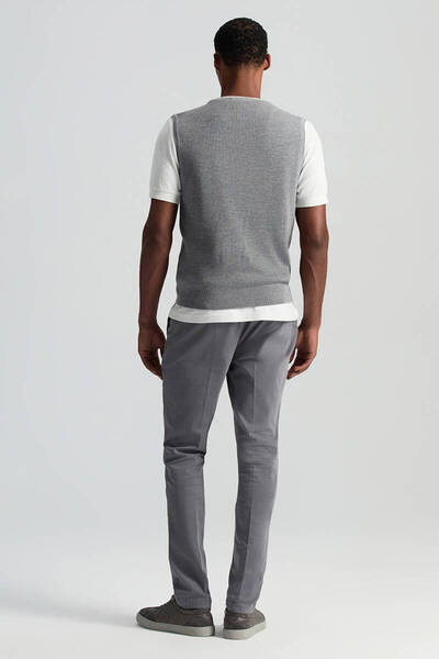 Hemington Merino Yün Baklava Desen Açık Gri Yelek