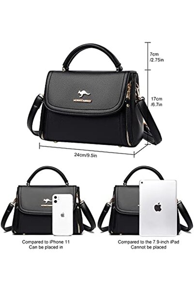 Generic Gocokia Fashion Cross Body Bags for Women Shoulder Bag Handbag Girls PU Leather Top Handle Bag-Black