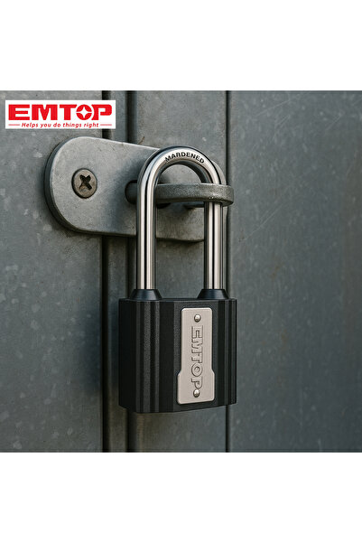 EMTOP 50mm Long Iron Security Padlock - Rust and Water Resistant with Brass Cylinder (Laton)