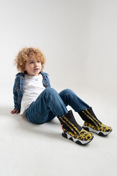 mnpc Erkek Çocuk Sarı Hakiki Deri Suya Dayanıklı Kürklü Günlük Bot