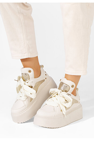 B T Shoes Béžové dámské tenisky na platformě Litene