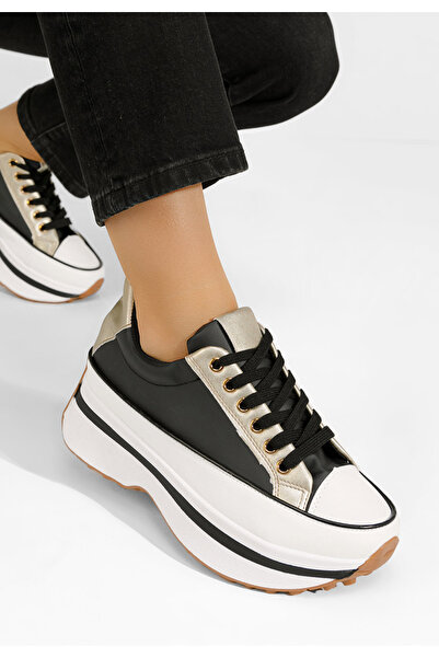 B T Shoes Černé dámské tenisky na platformě Lavenia