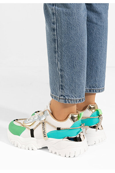 B T Shoes Bílé dámské tenisky na platformě Kristenysa