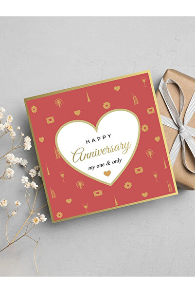 Share the Love ذكرى سعيدة - بطاقة تهنئة بورق ذهبي