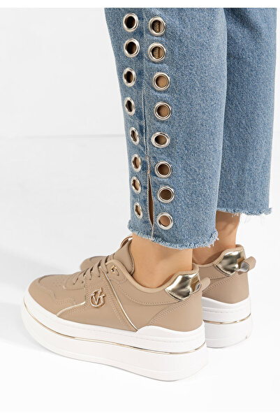 B T Shoes Khaki dámské tenisky na platformě Kitty