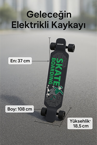 kochler H2B-02PRO Elektrikli Kaykay – 40 km/h Hız, 25 km Menzil, 120 kg Taşıma, Çift Motor 1000W Güçlü Model