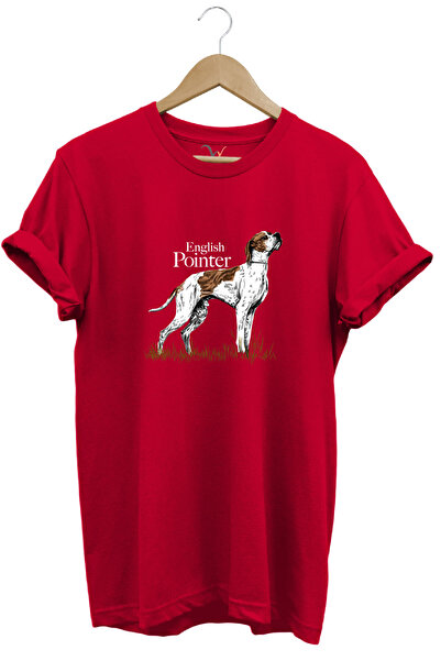 WİDİ Hunting Hunting English Pointer Hunting Dog Printed 100% Cotton Regular Fit Unisex T-Shirt
