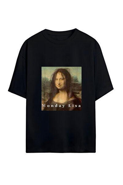 GraffTee تي شيرت مونداي ليزا للجنسين من القطن ذو حجم كبير