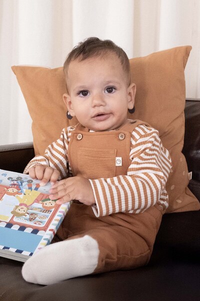 Little Gusto Organic Cotton Baby Salopet Brown