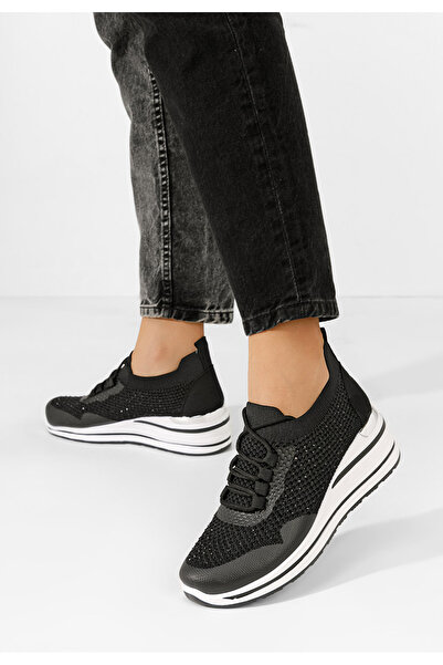 B T Shoes Černé dámské tenisky na klínku Gladise