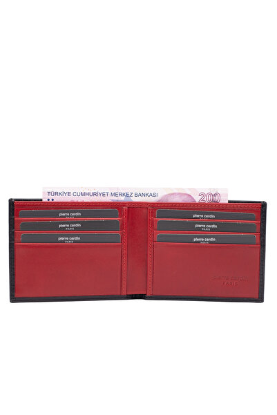 Pierre Cardin Black/Red Leather Men's Wallet 3664S9X