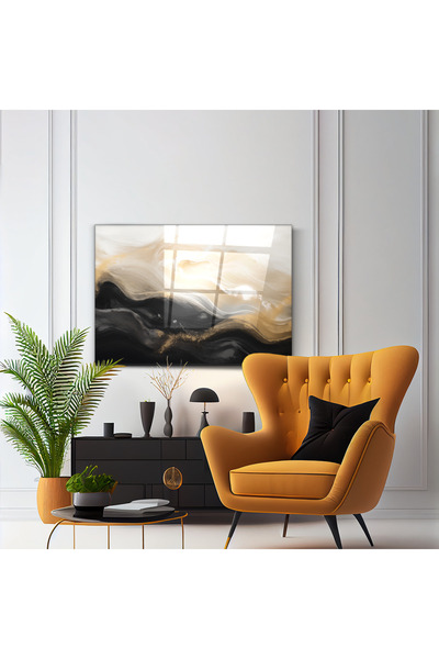 Nooraa Tablou din sticlă cu model de marmură - Decor pentru casă și birou - M...