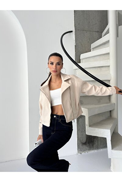 ABOUT US KAŞE KUMAŞ REGULAR KALIP FERMUARLI CEKET #0717