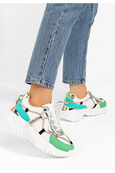 B T Shoes Bílé dámské tenisky na platformě Kristenysa