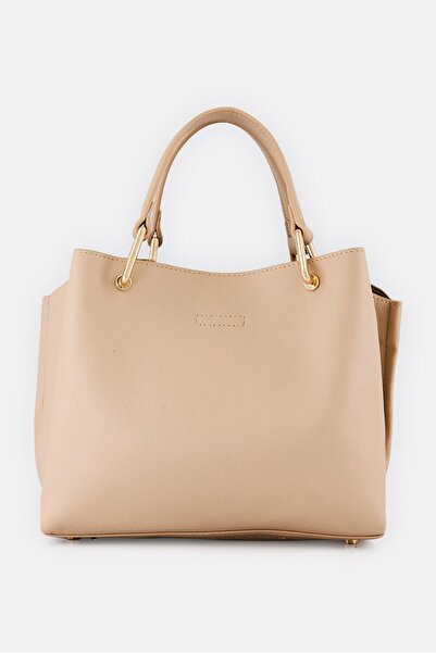 Anne Klein Women Brand Logo Alissa Satchel Bag With Coin Pouch, Tan