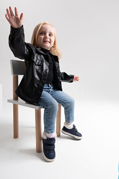 mnpc Kız Çocuk Lacivert Hakiki Deri Suya Dayanıklı Anatomik İlk Adım Bot