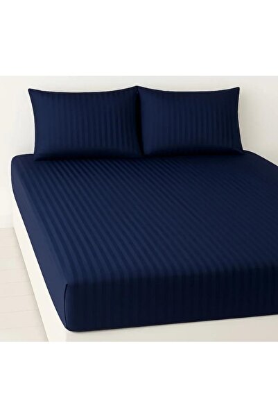 Mert Collection Çarşı Double King Size 100% Cotton Satin Luxury Elastic Striped Bed Sheet Set