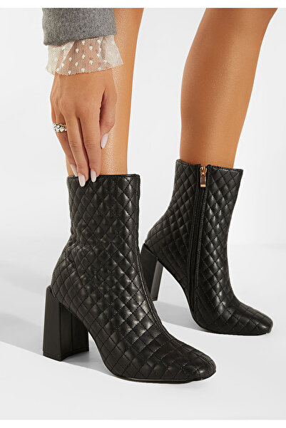 B T Shoes Μποτάκια με χοντρό τακούνι Μαύρα Palmerita