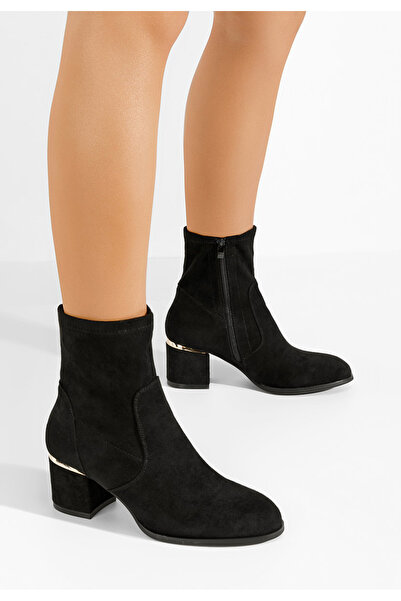 B T Shoes Botine cu toc gros Sancia negre