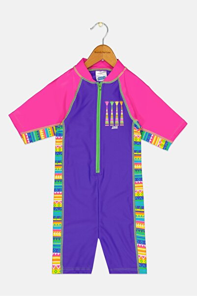 Zoggs Toddlers Girl Allover Print Rash Guard, Multicolor