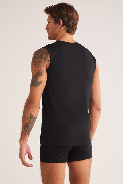 Kom Barry Men's V-Neck Zero Sleeve 100% Cotton 2-Piece Undershirt Set