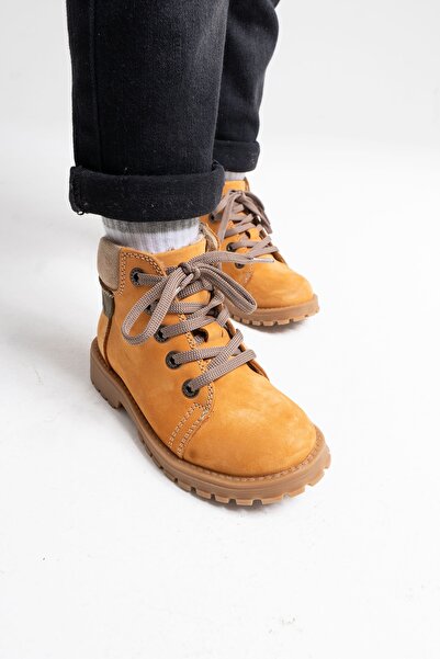 mnpc Erkek Çocuk Sarı Hakiki Deri Suya Dayanıklı Anatomik Günlük Bot