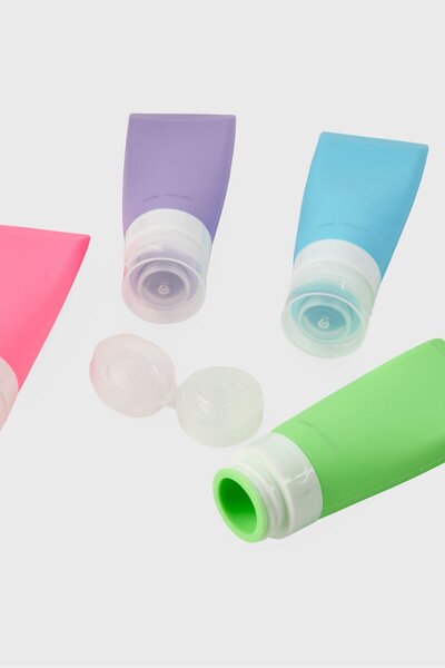 Luxe + Willow 4 Pieces Refillable Silicone Bottles 80 ml, Multicolor