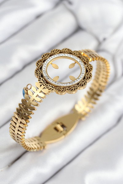 callerrons accessories أصفاد ذهبية اللون مرصعة بحجر الزركون - EBJ250902W37645