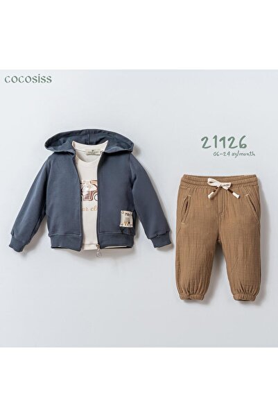 COCOSISS طقم هودي بزرار للأطفال الرضع مكون من 3 قطع