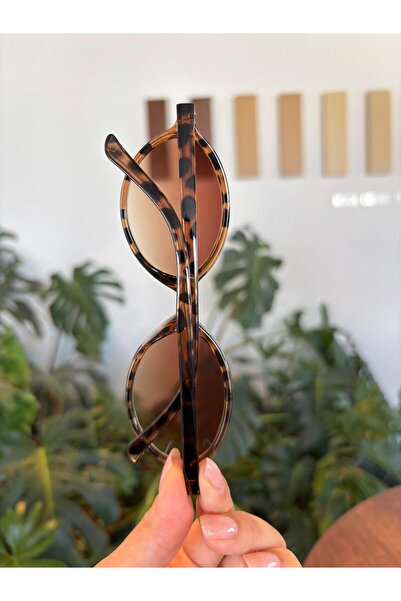 funeyes Miux Trend Kahvernegi Gradient Lens Leopard Color Frame Trend Oval Sunglasses