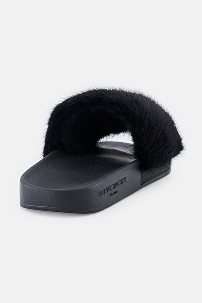 Givenchy Women Faux Fur Slip On Slides, Black