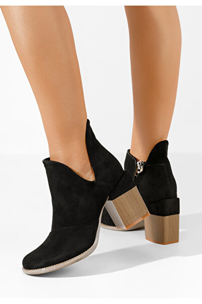 B T Shoes Μποτάκια με χοντρό τακούνι Odeisa Μαύρα