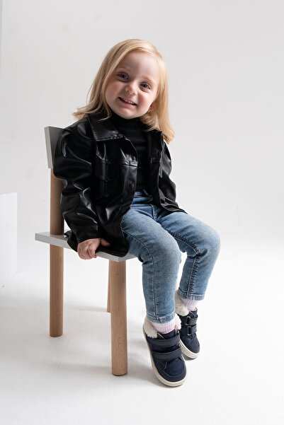 mnpc Kız Çocuk Lacivert Hakiki Deri Suya Dayanıklı Anatomik İlk Adım Bot