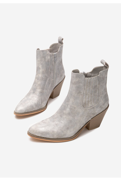 B T Shoes Stribrné kotníkové boty cowboy Pesire