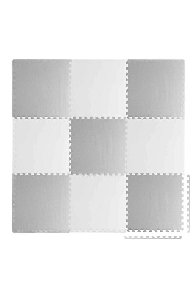Ricokids Covoras puzzle din spuma, 180 x 180 x 1 cm, 9 buc, culoarea gri si alb