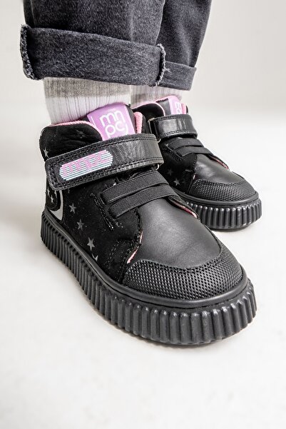 mnpc Kız Çocuk Siyah Hakiki Deri Suya Dayanıklı Anatomik Günlük Bot