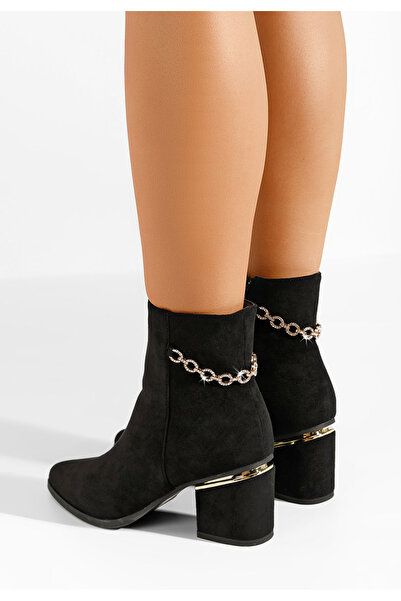 B T Shoes Μποτάκια με χοντρό τακούνι Oxea Μαύρα