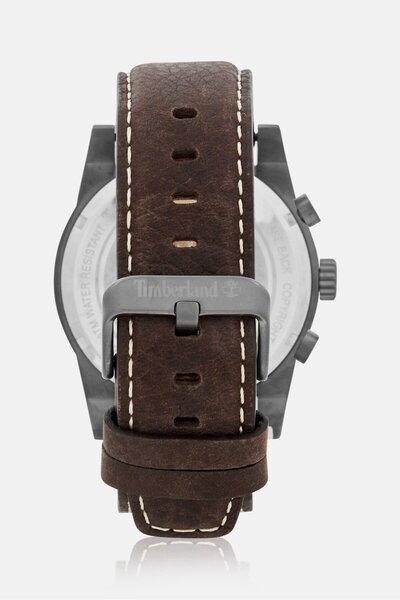 Timberland Men TDWGF2100001 Leather Analog Watch 46 mm, Dark Brown